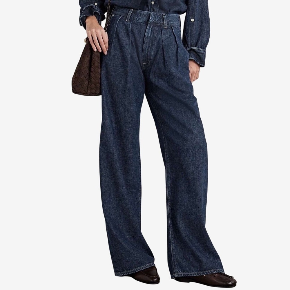 NWT‎ CITIZENS OF HUMANITY Petra Pleated Trouser Jeans Sz 34 Dark Wash Wide Leg